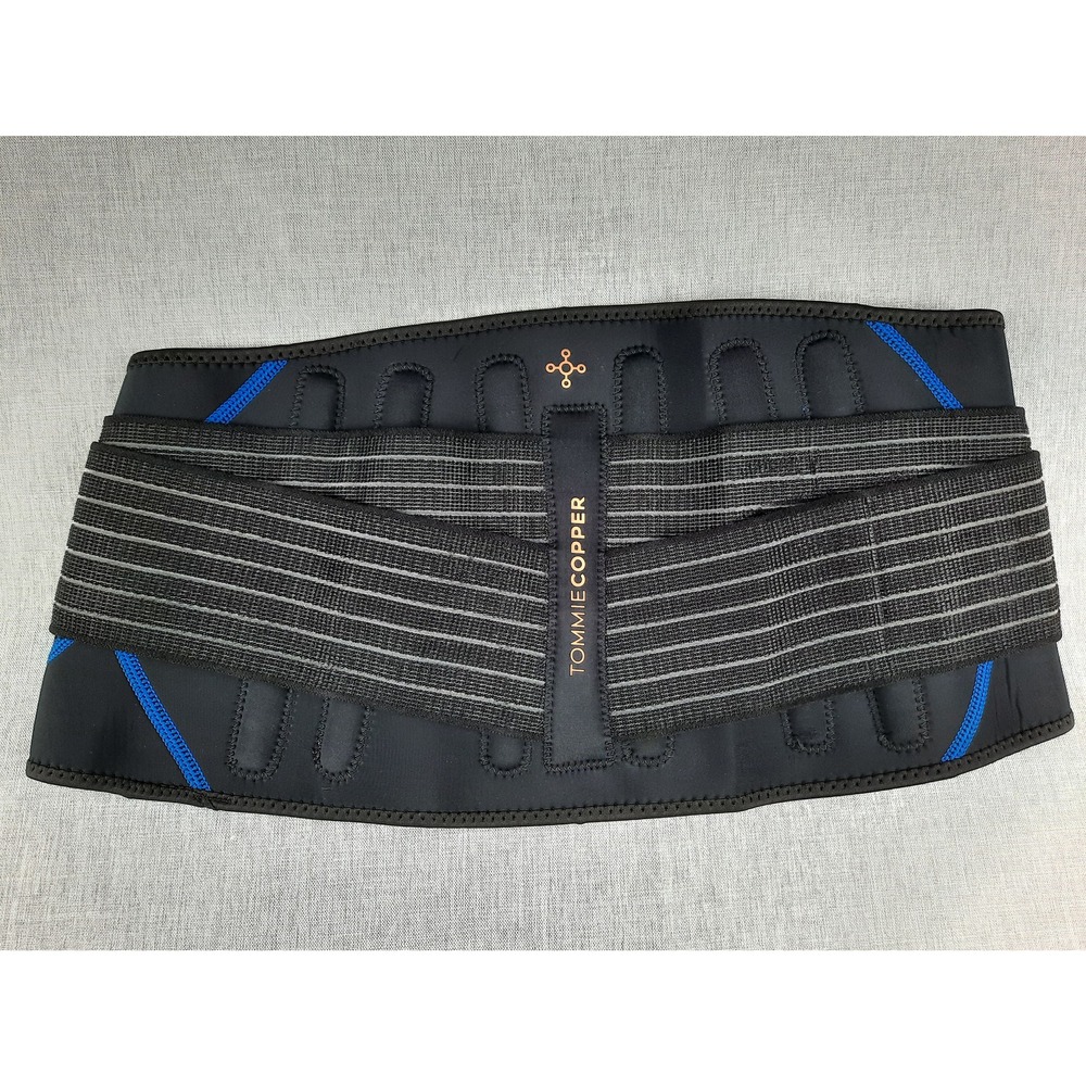 Tommie Copper Men's Small/Medium Black/Blue Adjustable Support Lower Back Brace